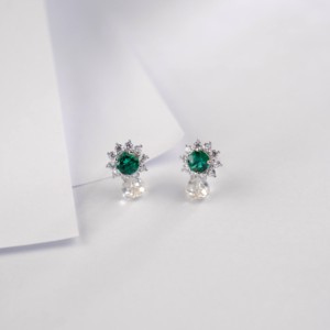 925 Silver Cultivated <b>Emerald</b> Earrings Shining Romantic Engagement Daily Party Surprise Gift for Girls L - Product Image 2
