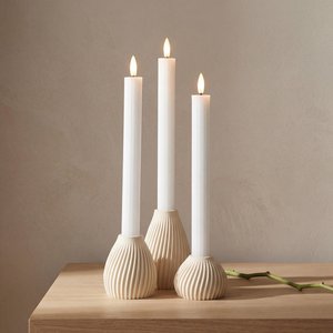 Ensemble de 3 porte-bougies coniques en bois texturé beige, style nordique minimaliste, faits à la main, pour la décoration de la maison, centre de table, lanternes - Product Image 3