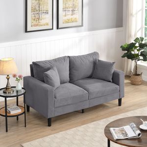 Divano Moderno a 2 Posti, 57 Pollici, Telaio in Legno ad Alta Resilienza, Comodo Salvaspazio, Imbottito per Soggiorno - Product Image 2