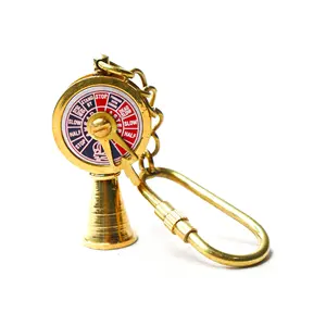Brass Miniature Maritime Engine Telegraph Key Chain Ring Gift Souvenir Vintage 1980's Brass Nautical Ship Engine Keychain