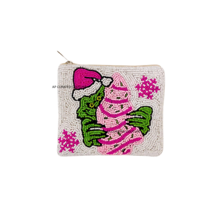 Handmade Beaded Christmas Reindeer <b>Mini</b> Coin Purse Zipper <b>Pouch</b> Soft Eco-Friendly Custom Rice Seed Beaded Holiday Accessory - Product Image 3