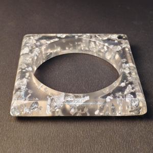 Modern Silver Leaf Transparent <b>Resin</b> Bangle Square Geometric <b>Clear</b> <b>Resin</b> Bracelet with Silver Foil Inlay Wholesale Durable - Product Image 5