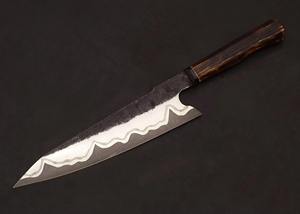 Couteau de chef professionnel de cuisine, 8 pouces, manche en bois de rose, acier Damas, avec étui en cuir - Product Image 5