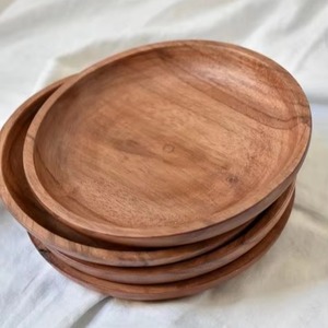 Assiette en bois écologique, plat de service en bois d'acacia naturel, vaisselle artisanale pour la maison et la cuisine - Product Image 3