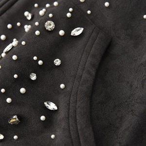 Sweat à capuche personnalisé en strass, streetwear unisexe, surdimensionné, zippé, en daim, avec strass et perles, pour homme - Product Image 5