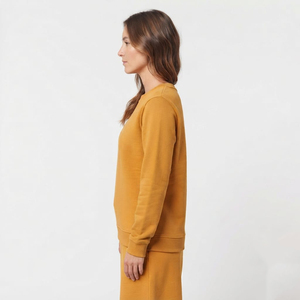 Sudadera de Algodón Personalizada para Mujer, Cuello Redondo, Color Amarillo Sólido, Corte Regular, Cálida, Informal, para Otoño e Invierno - Product Image 2