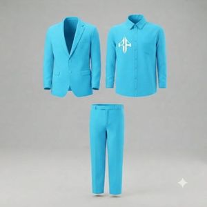 Pantalon de costume en velours pour homme, style italien, infroissable, respirant, avec fermeture boutonnée, design plat sur le devant, en viscose/polyester - Product Image 1