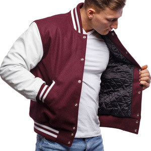 Men's XL Vintage Wool Varsity Coat High-Durable Winter Bomber Jacket Stand Hood Custom Leather Option Canvas <b>Pattern</b> Finished - Product Image 1