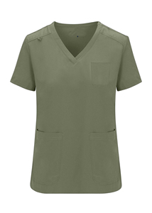 Ensemble de blouses médicales pour femmes, vert olive, haut à col en V, poches, pantalon à cordon, uniformes d'hôpital, toile 100% coton, logo personnalisé, toutes saisons - Product Image 3