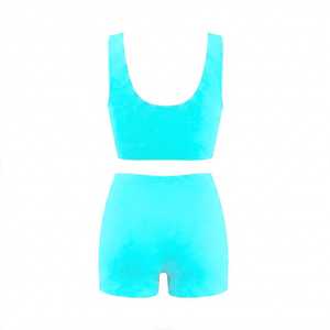 Conjuntos de Yoga para Mujer en Cian Brillante Personalizados, 2 Piezas, Ropa Deportiva sin Costuras, Traje de Gimnasio, Spandex/Poliéster, Anti-UV, Ligero - Product Image 2