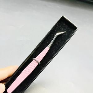 Extensión de pestañas con recubrimiento de polvo Rosa bebé Mega pinzas de punta de fibra de volumen largo de acero inoxidable sostenible dentadas - Product Image 3