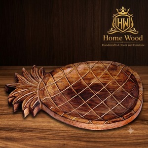 Bol de service en bois en forme d'ananas, fait main, design original pour la présentation des aliments lors de fêtes - Product Image 4