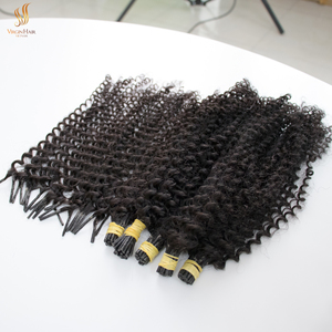 Vente en Gros en Vrac I-Tip Kinky Curly Tressage Vierge Lace Front Extensions de Cheveux Humains Cheveux Vietnamiens Prêts à Exporter - Product Image 2