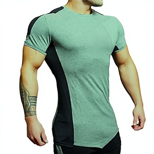 T-shirt ajusté pour hommes, à la mode, décontracté, à manches courtes, col rond, tissu extensible confortable, design moderne et ajusté - Product Image 6