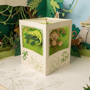 Tarjeta 3D Pop-Up Decorativa, Caja Pop-Up con Cuatro Animales, Decoración Personalizada Hecha a Mano, Tarjeta de Felicitación Temática, Decoración de Tarjeta de Felicitación Pop-Up - Product Image 5