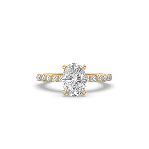 Bague solitaire en or 10KT 14KT avec diamant ovale brillant cultivé en laboratoire de 2,96 carats, design unique et léger, pour mariage - Product Image 6