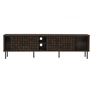 Mueble de TV de Lujo Delgado de 1.6M en Madera de Nogal con Base de Metal Negro para Apartamentos Modernos, Mueble Compacto para Sala de Estar - Product Image 3