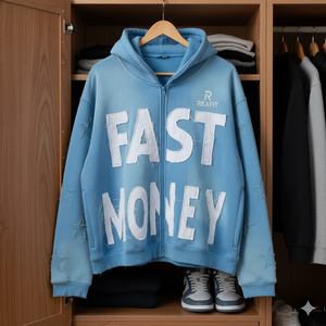 Nouveauté : Sweats à capuche et pulls pour hommes de haute qualité, à épaules tombantes, avec broderie effet vieilli, design optimal, effet délavé soleil, à fermeture éclair - Product Image 6