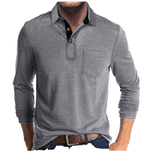 Vente chaude hommes automne tricoté Polyester décontracté pour chemise à manches longues col en v bouton couleur unie séchage rapide personnalisable - Product Image 5