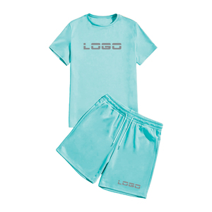 ชุดลำลองผู้ชายสองชิ้นสำหรับฤดูใบไม้ร่วงปี 2026 ผ้าโพลีเอสเตอร์/คอตตอน ความยาวระดับเข่า น้ำหนักเบา เสื้อยืดแขนสั้น กางเกงขาสั้น แฟชั่น - Product Image 4