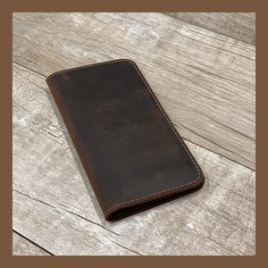 Funda para Chequera de Cuero Liso con Logotipo Grabado, Fundas para Chequera de Cuero Genuino con 2 Bolsillos, Porta Cheques Impermeable - Product Image 3