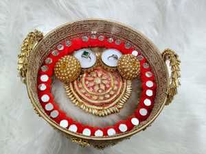 Bandeja Ritual Metálica Hecha a Mano, Plato Decorativo para Compromiso, Juego de Decoración Tradicional para Boda de Novios - Product Image 1