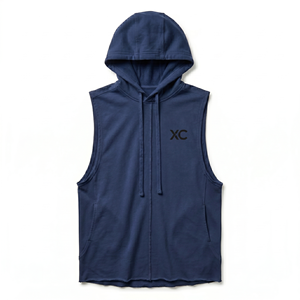 Camiseta sin mangas con capucha de mezcla de algodón con LOGO personalizado, estampada, talla grande, lisa, para hombre, para entrenamiento deportivo, ropa deportiva informal. - Product Image 1