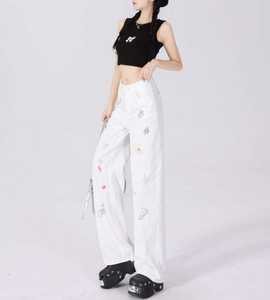 Jeans de pierna ancha de cintura alta para mujer, pantalones de mezclilla holgados a la moda para verano y otoño, pantalones casuales de estilo urbano. - Product Image 2