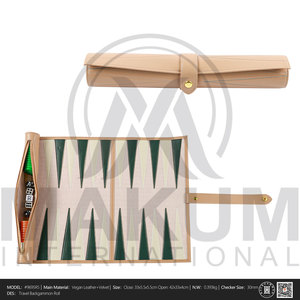 Ensemble de backgammon en cuir de qualité supérieure, enroulable, avec logo imprimé personnalisé, tailles personnalisées pour les voyages et la maison, design classique et portable - Product Image 2