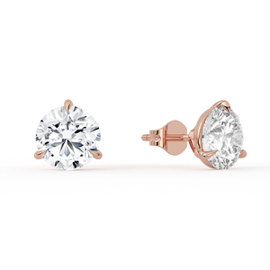 Boucles d'oreilles clous en diamant de laboratoire rond brillant, or massif 14k 18k, solitaire à 4 griffes, fermeture push-back, certifié CVD IGI - Product Image 4
