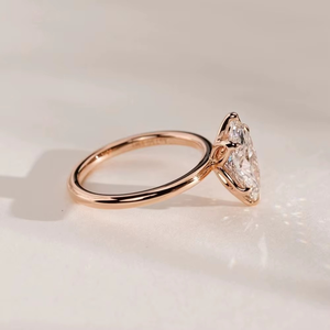 Beautiful 925 <b>Silver</b> 18K Rose Gold Marquise Moissanite Diamond <b>Ring</b> <b>Solitaire</b> Women Wedding Engagement <b>Rings</b> - Product Image 3