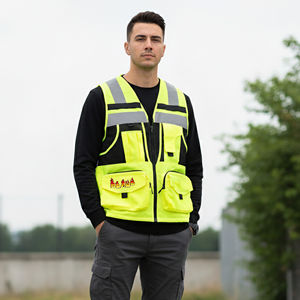 Gilet de sécurité réfléchissant haute visibilité avec logo personnalisé, maille imperméable ANSI Classe 1, LED clignotante, multi-poches, taille M, pour ingénieur de sécurité - Product Image 6