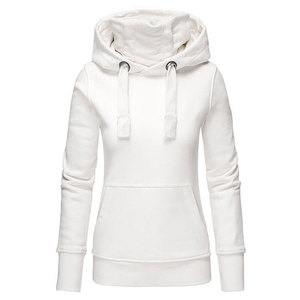Sweat-shirt à capuche en polaire chaud pour femme, style streetwear, avec broderie délavée, 100 % coton, couleur unie, coupe ajustée - Product Image 2