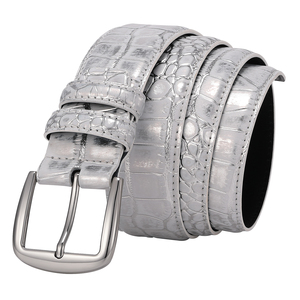 Ceinture en cuir de vachette pour femme, tendance vintage, gaufrée et délavée, avec boucle ardillon en cuivre, motif lettres, imperméable - Product Image 4