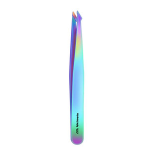 Stainless Steel Eyebrow Tweezers for Women Rainbow Finish Eyebrow Clipper Precision Shaping Grooming <b>Tool</b> <b>with</b> OEM Color Options - Product Image 2