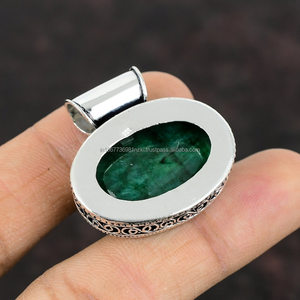 จี้เงินแท้925จี้อัญมณีทำด้วยมือของขวัญสำหรับเจ้าสาวเครื่องประดับมรกตที่สวยงาม - Product Image 5