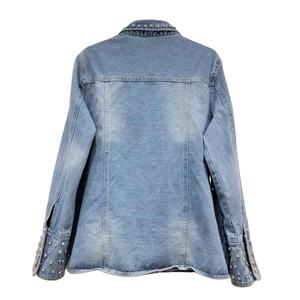 Veste en jean pour homme, style hip-hop, avec motifs en strass brillants, tissu épais, construction durable - Product Image 3