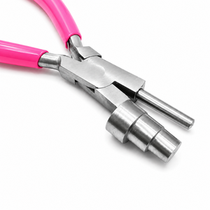 Pince à boucler multi-barils en acier inoxydable avec poignée rose, 13mm 16mm 20mm, outil de bijouterie pour la création de boucles de fil, anneaux et pendentifs DIY - Product Image 3