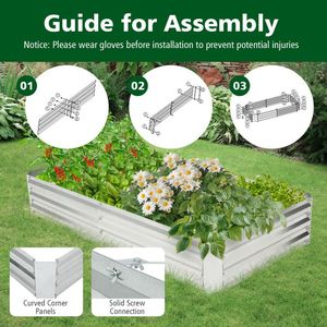 Jardinière carrée surélevée en métal galvanisé à base ouverte pour plantes vertes - Product Image 6