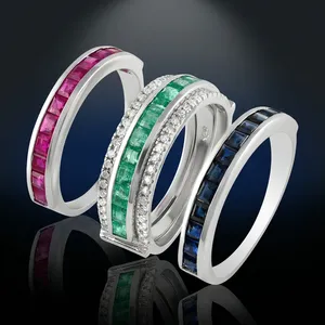 แหวนเพชรและทับทิม ไพลินสีน้ำเงิน มรกต เงินแท้ 92.5 รุ่น KLSR-10777 - Product Image 4