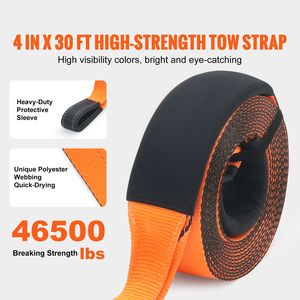 Cinghia di Recupero 4" X 30FT - 46.500 Libbre di Resistenza alla Rottura, Anelli Triplamente Rinforzati, Protezione Alberi per Rimorchio Stradale - Product Image 2