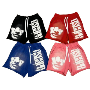 Shorts en molleton 100 % coton pour homme, style vintage, effet usé, délavé au soleil, avec logo personnalisé, en tissu French Terry, maille vierge, délavage à l'acide, style Hip Hop - Product Image 6