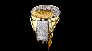 Lion Head Statement <b>Ring</b> for gents with Lab Grown Diamonds, Designer Gold Finish Hip Hop <b>Men</b>’s Cocktail <b>Ring</b>, Iced Out Jewelry - Product Image 5