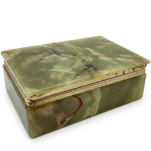 Boîte à cigares en onyx laqué avec logo personnalisé, style moderne, motif marbré marron, étui de rangement durable - Product Image 4
