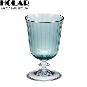 [Holar] Taiwan Made Elegant Teal Ribbed Reusable Shatterproof Plastic <b>Goblet</b> Glass for Catering Bars Poolside - Product Image 1