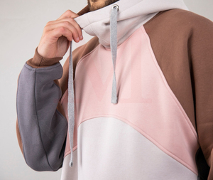 Ensemble de survêtement décontracté pour homme avec sweat à capuche color block, manches raglan, coupe oversize, en molleton bouclette, avec empiècements et logo OEM - Product Image 6