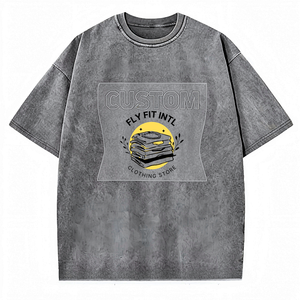 เสื้อยืดผู้ชายผ้าเทอร์รี่ถักเนื้อนุ่ม ระบายอากาศได้ดี ทรงโอเวอร์ไซส์ คอโอเวอร์  ผ้าฝ้าย 100% 260GSM  ล้างสีแบบแอซิดวอช  พร้อมปักโลโก้ตามสั่ง - Product Image 5