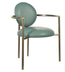 Silla Otomana Metálica con Marco Recubierto de Negro y Respaldo para Sala de Estar, Recibidor, Uso Decorativo - Product Image 2