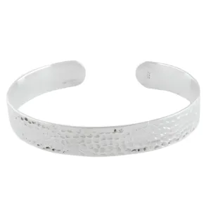 Bracelet ouvert en argent sterling 925 pur, texture martelée, fait main, élégant, pour femmes - Product Image 1