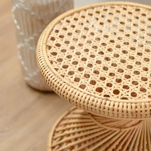 Artisan Crafted Rattan <b>Stool</b> Decorative Accent Piece For Living Spaces Bedrooms Reading Corners And Home Styling From India - Product Image 5